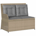 3-tlg. Garten-Lounge-Set mit Kissen Beige Poly Rattan