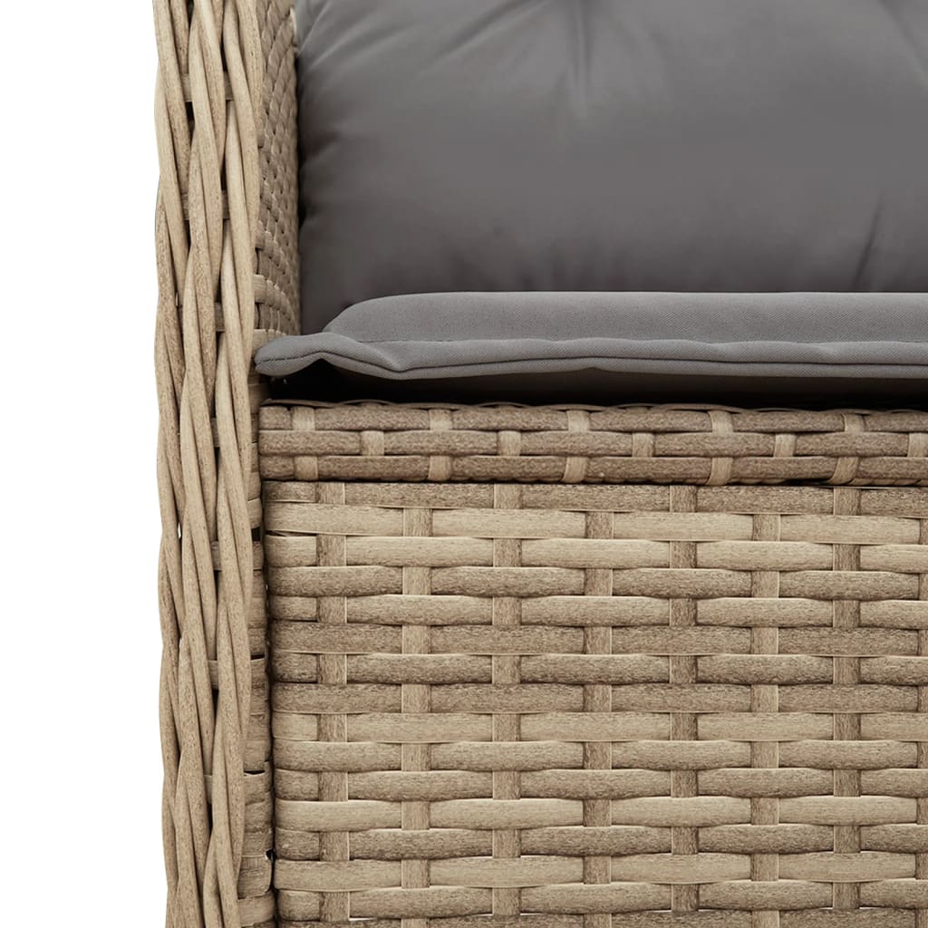 3-tlg. Garten-Sofagarnitur mit Kissen Beige Poly Rattan