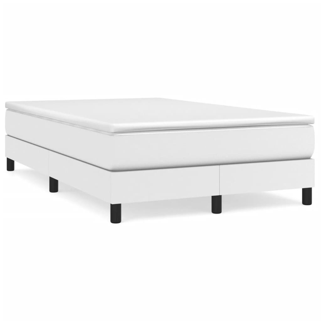 Boxspringbett mit Matratze Weiß 120x190 cm Kunstleder