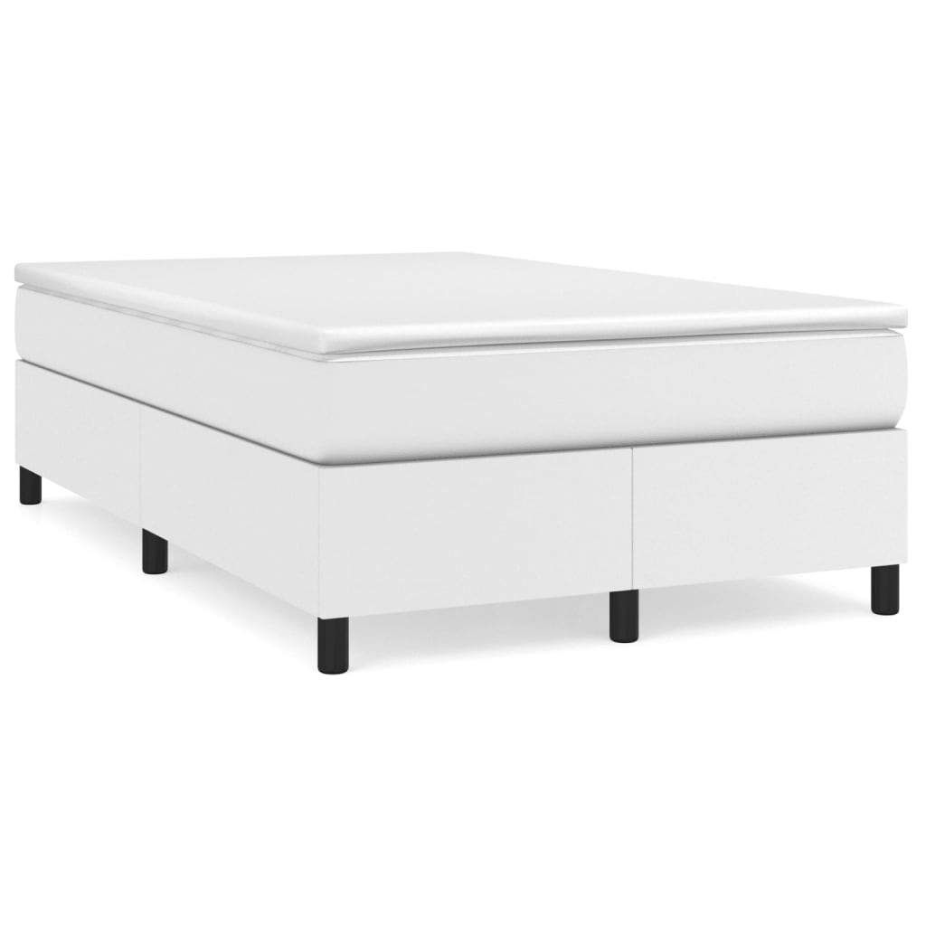 Boxspringbett mit Matratze Weiß 120x190 cm Kunstleder