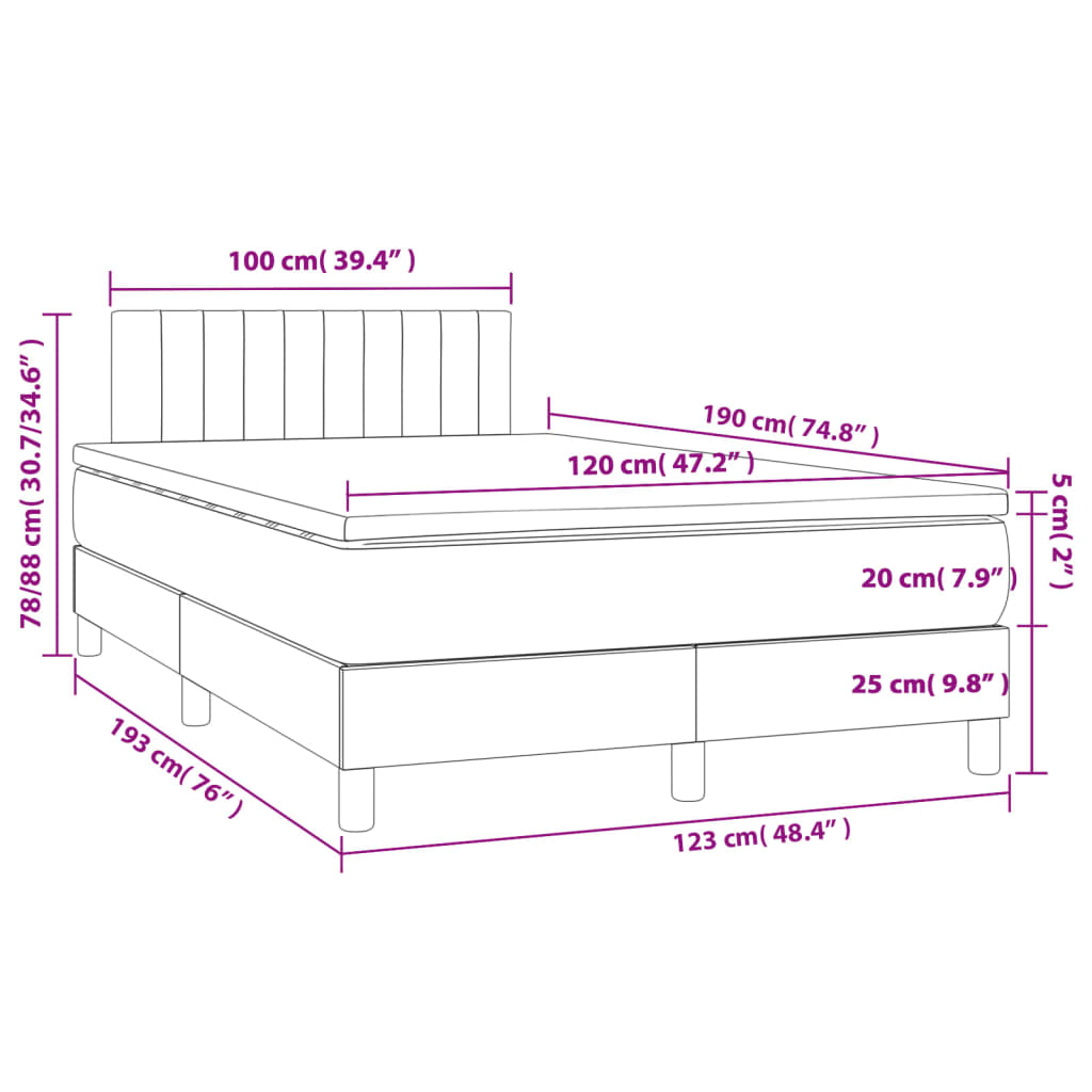 Boxspringbett mit Matratze Dunkelbraun 120x190 cm Stoff