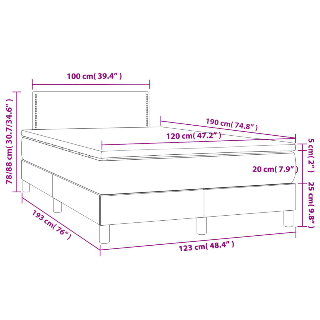 Boxspringbett mit Matratze Hellgrau 120x190 cm Stoff