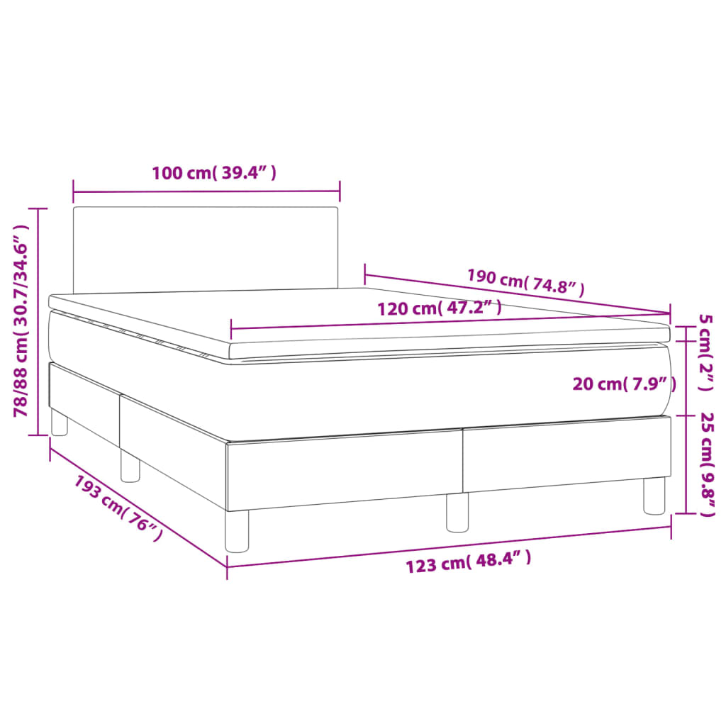 Boxspringbett mit Matratze Weiß 120x190 cm Kunstleder