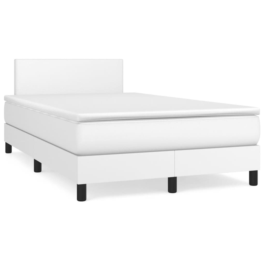 Boxspringbett mit Matratze Weiß 120x190 cm Kunstleder