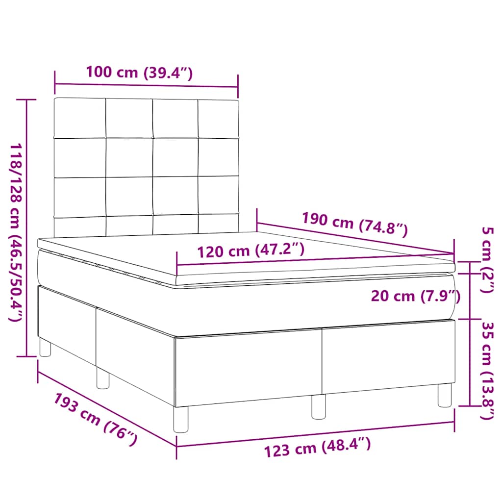 Boxspringbett mit Matratze Creme 120x190 cm Stoff