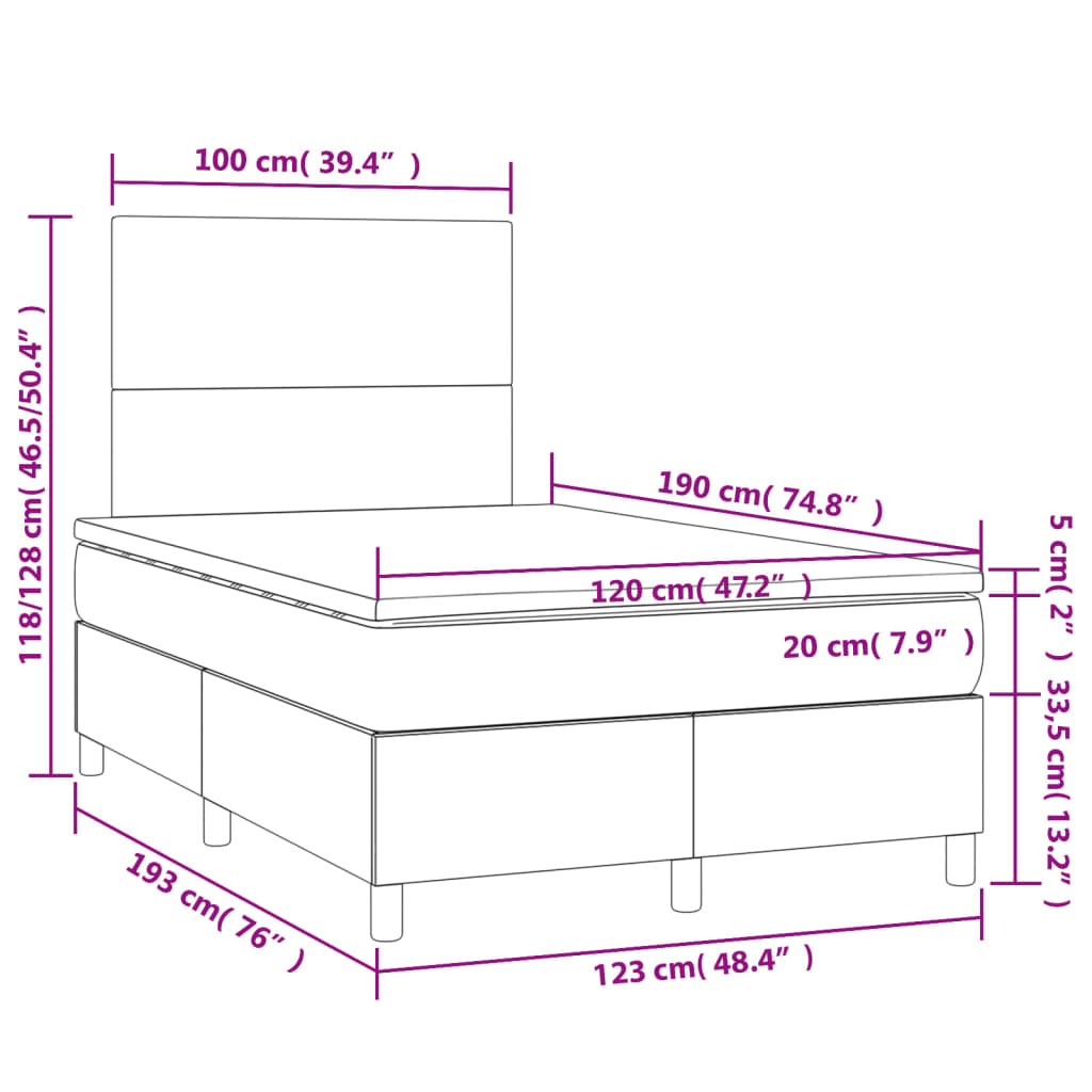 Boxspringbett mit Matratze Weiß 120x190 cm Kunstleder