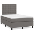 Boxspringbett mit Matratze Grau 120x190 cm Kunstleder