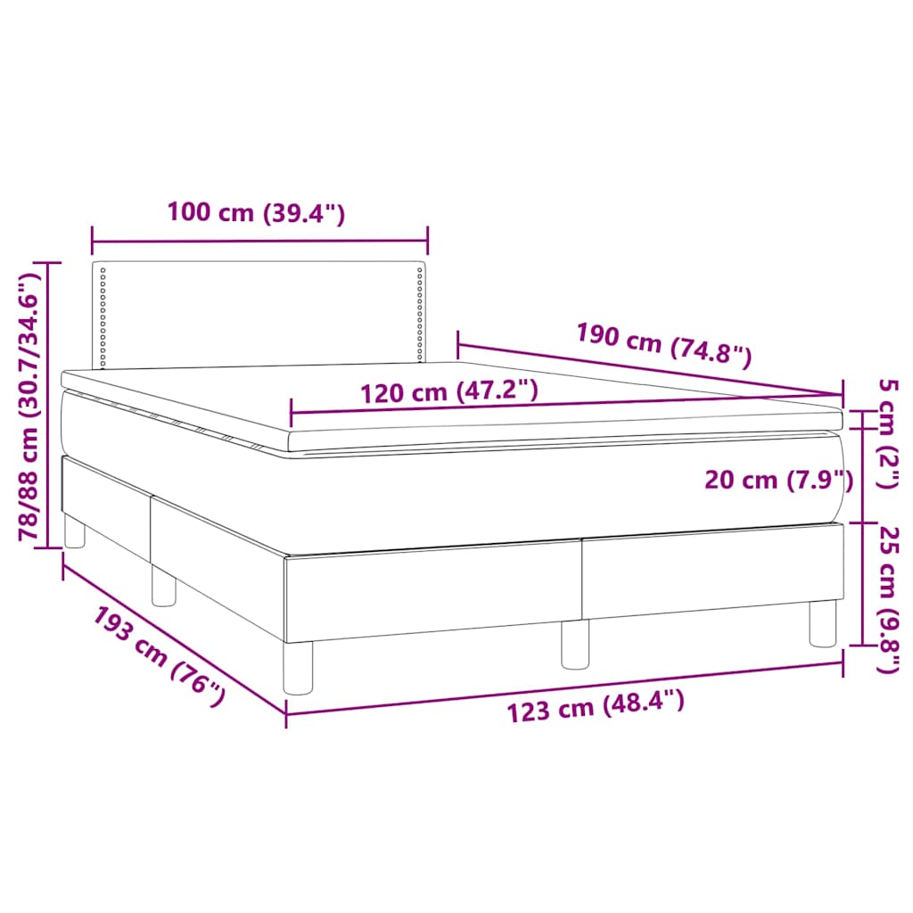 Boxspringbett mit Matratze & LED Rosa 120x190 cm Samt
