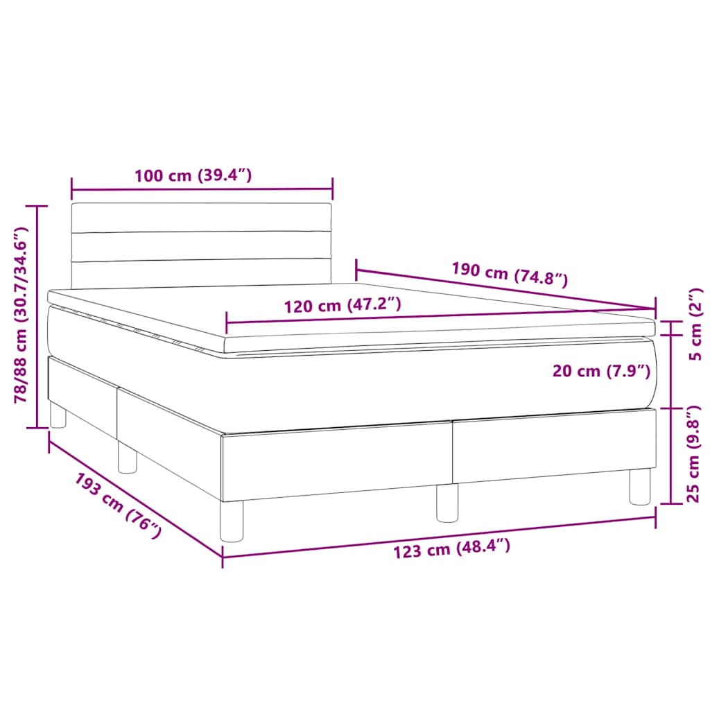 Boxspringbett mit Matratze & LED Dunkelgrün 120x190 cm Samt