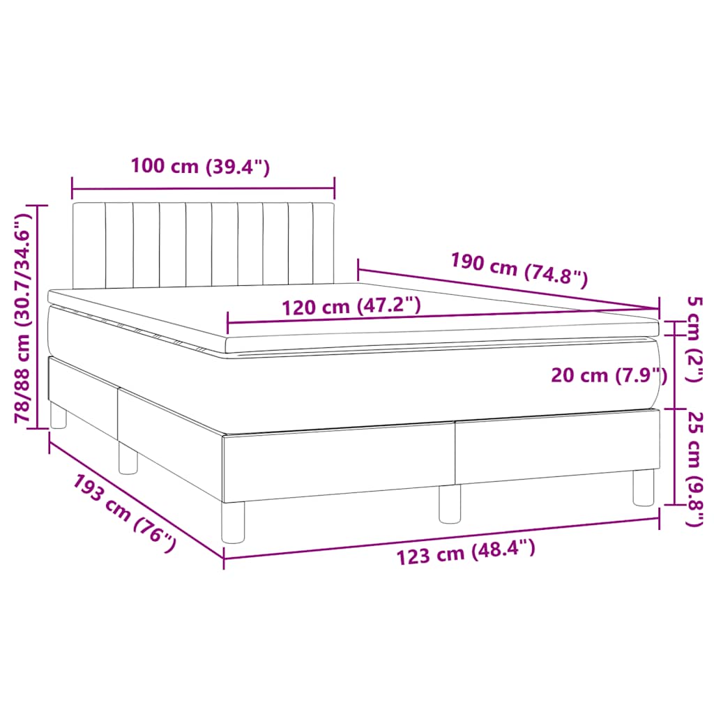 Boxspringbett mit Matratze & LED Dunkelgrün 120x190 cm Samt