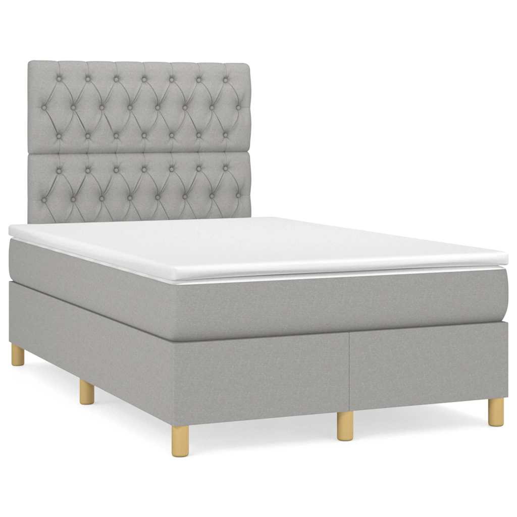 Boxspringbett mit Matratze & LED Hellgrau 120x190 cm Stoff
