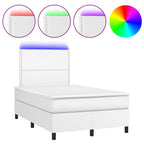 Boxspringbett mit Matratze & LED Weiß 120x190 cm Kunstleder