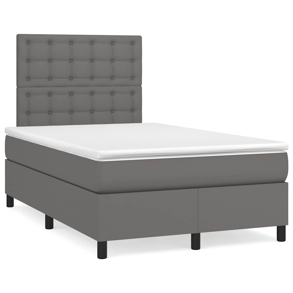Boxspringbett mit Matratze & LED Grau 120x190 cm Kunstleder