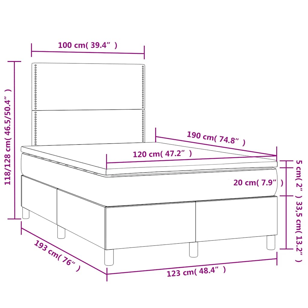 Boxspringbett mit Matratze & LED Dunkelgrün 120x190 cm Samt