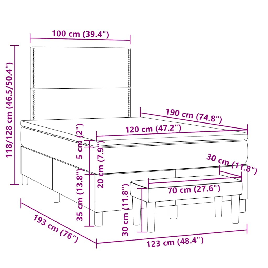 Boxspringbett mit Matratze Taupe 120x190 cm Stoff