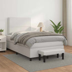 Boxspringbett mit Matratze Weiß 120x190 cm Kunstleder