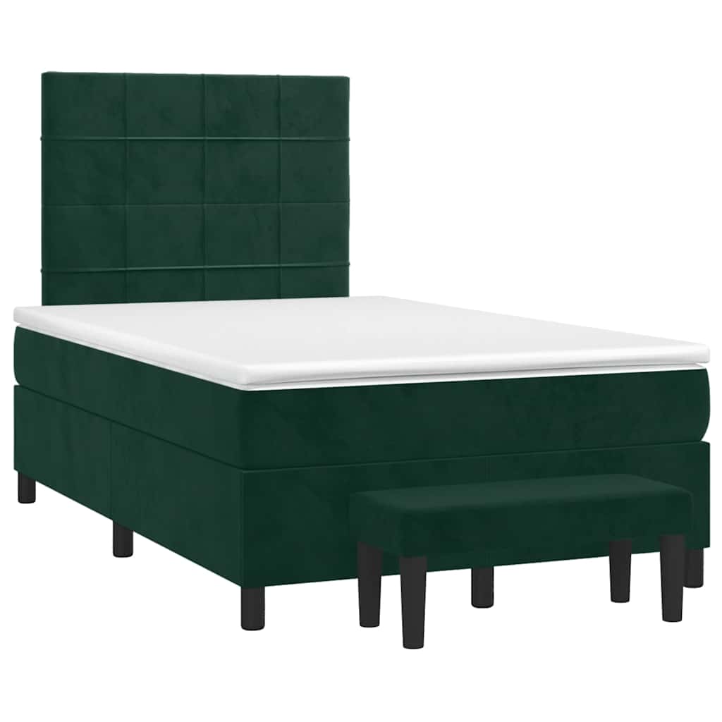 Boxspringbett mit Matratze Dunkelgrün 120x190 cm Samt