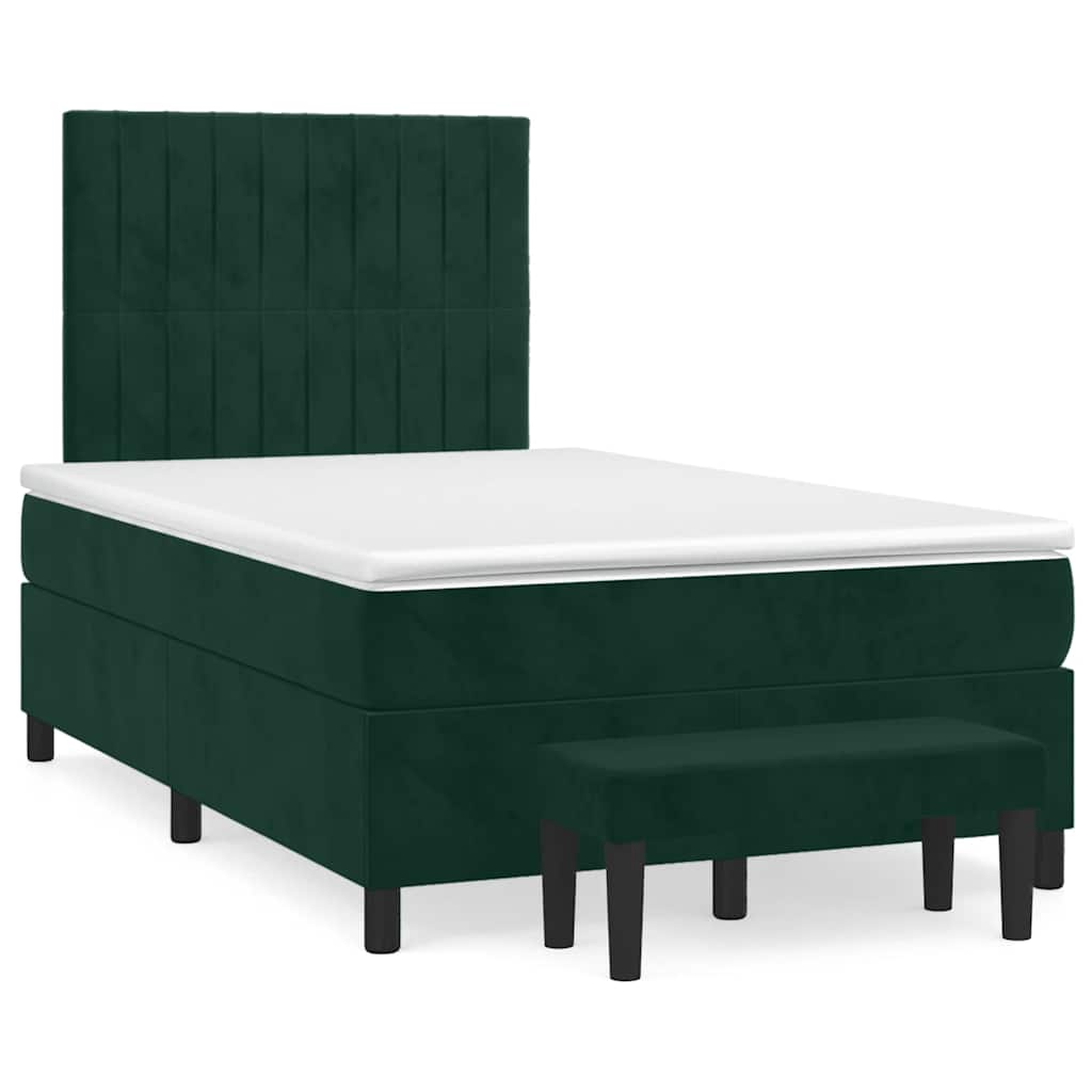 Boxspringbett mit Matratze Dunkelgrün 120x190 cm Samt