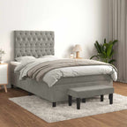Boxspringbett mit Matratze Hellgrau 120x190 cm Samt