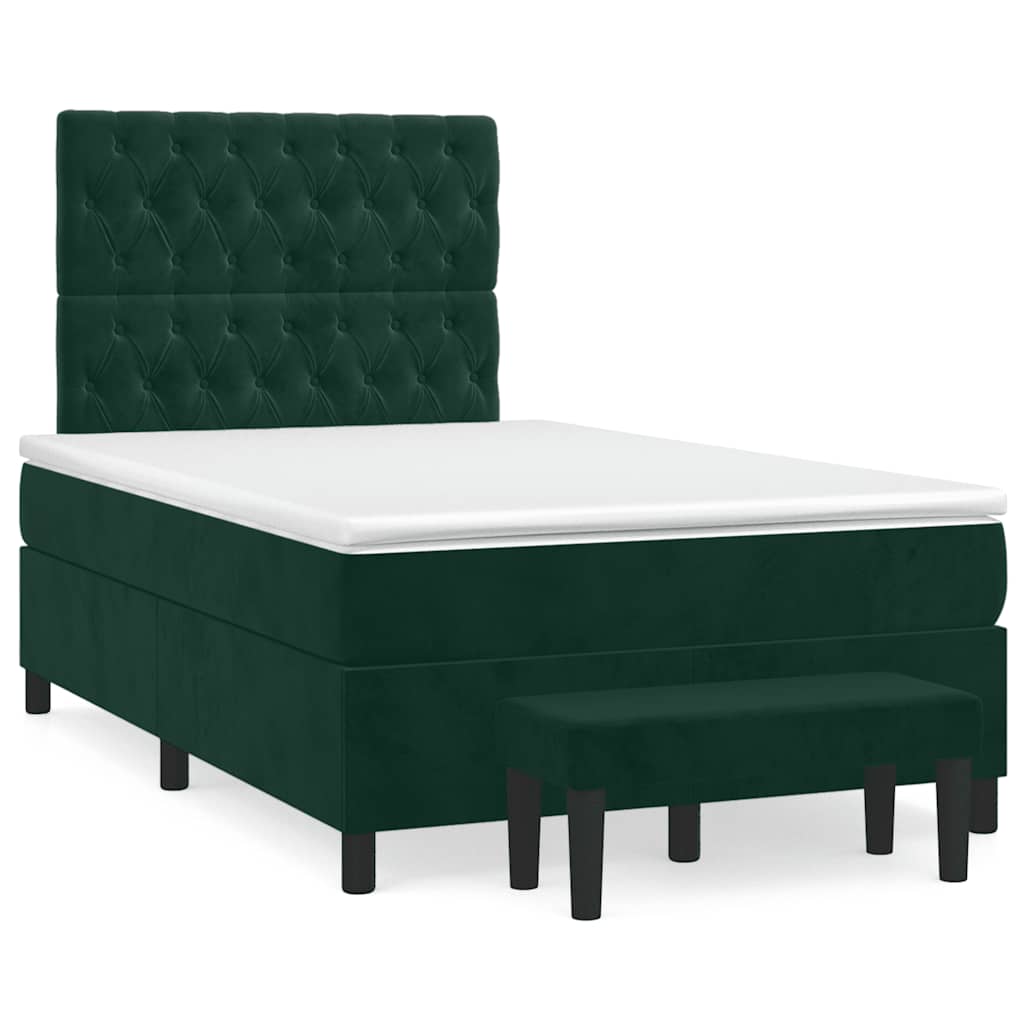 Boxspringbett mit Matratze Dunkelgrün 120x190 cm Samt