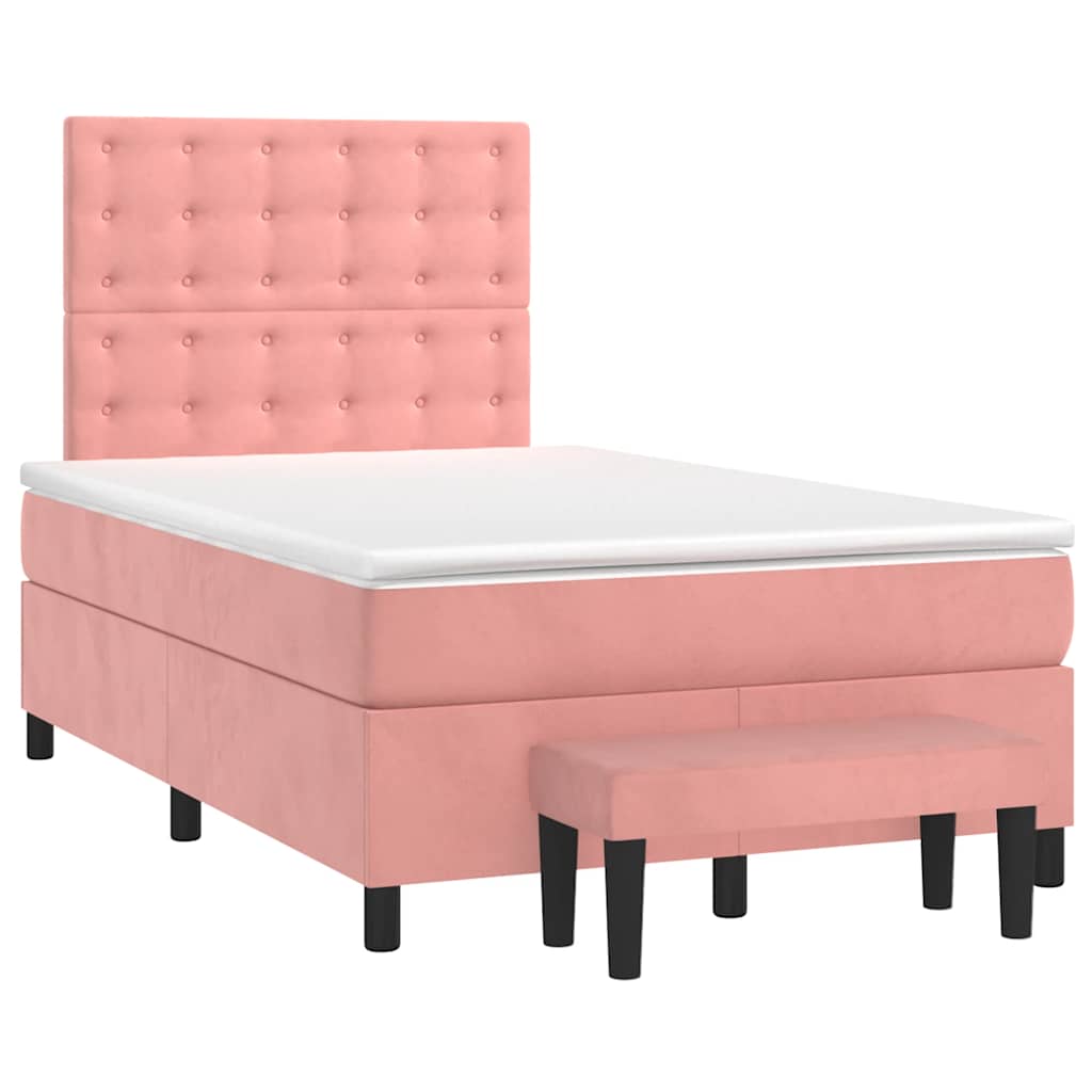 Boxspringbett mit Matratze Rosa 120x190 cm Samt