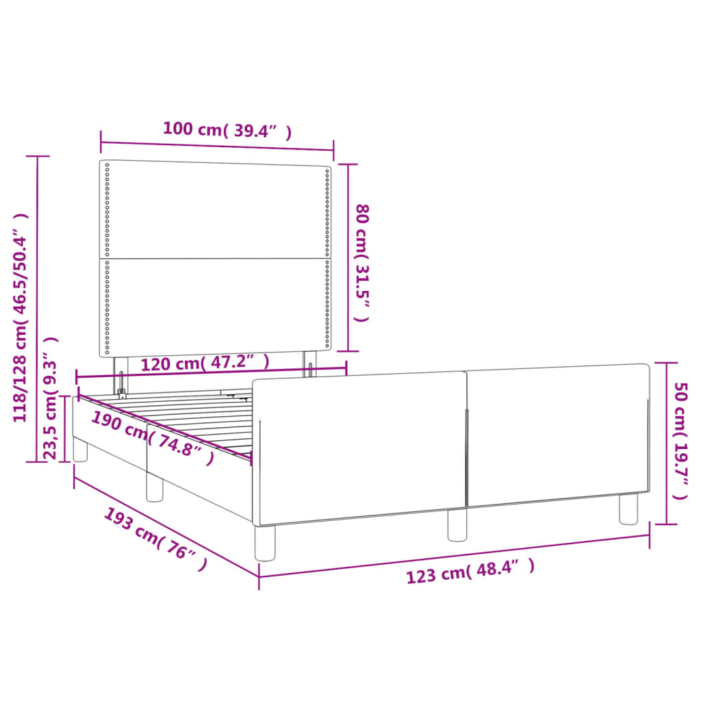 Bettgestell ohne Matratze Dunkelbraun 120x190 cm Stoff