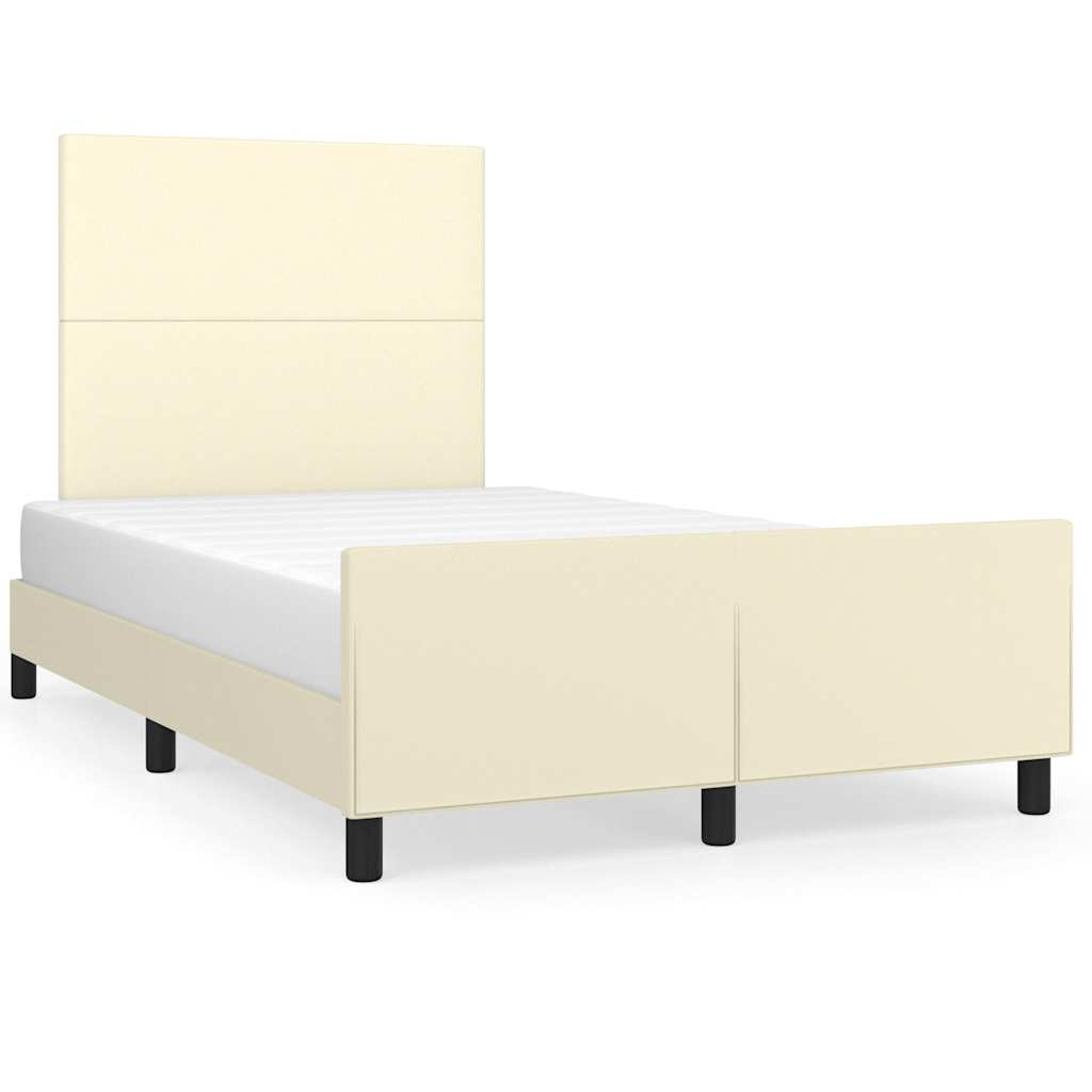 Bettgestell ohne Matratze Creme 120x190 cm Kunstleder