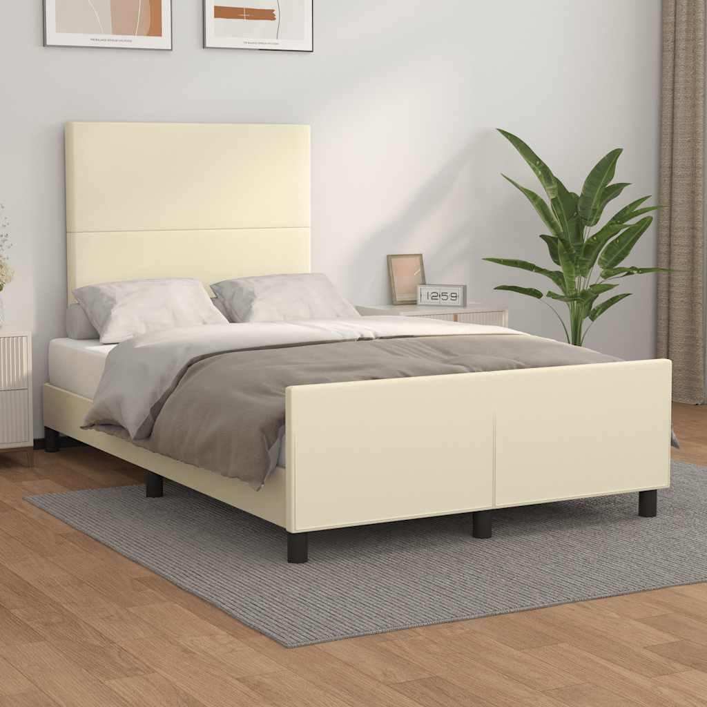 Bettgestell ohne Matratze Creme 120x190 cm Kunstleder