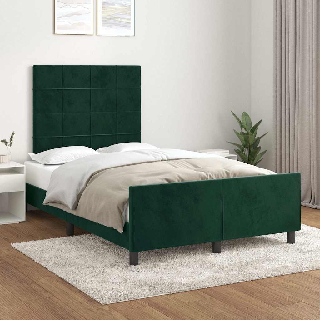 Bettgestell ohne Matratze Dunkelgrün 120x190 cm Samt
