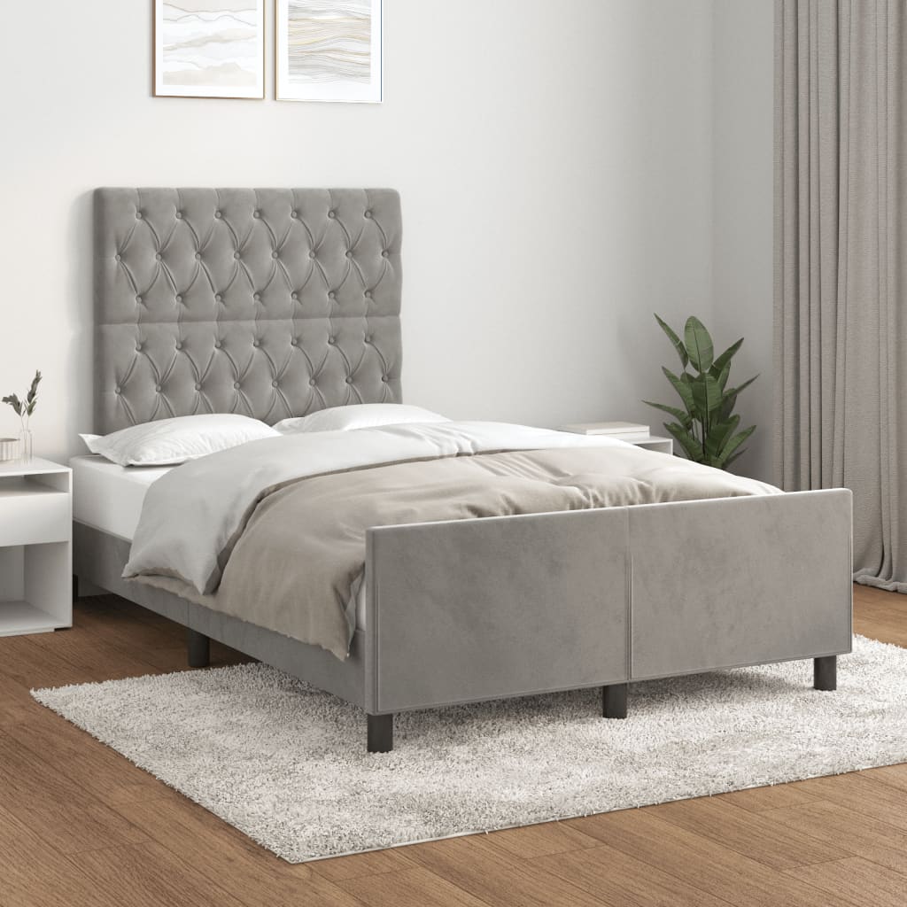 Bettgestell ohne Matratze Hellgrau 120x190 cm Samt