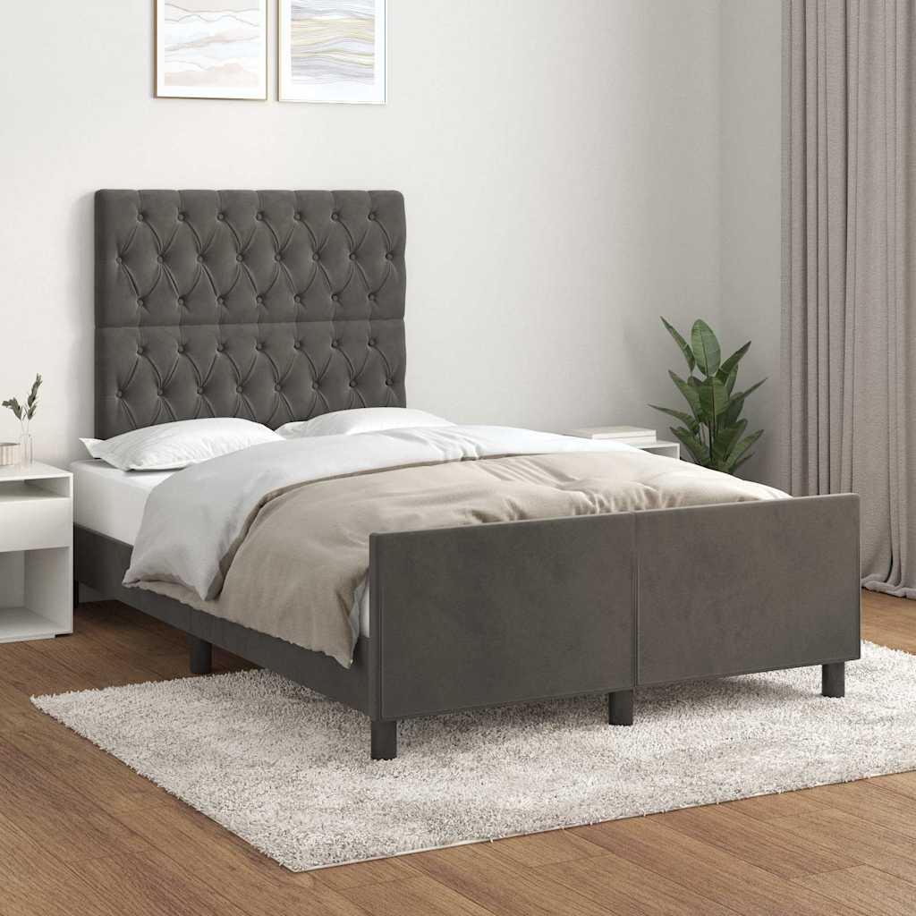 Bettgestell ohne Matratze Dunkelgrau 120x190 cm Samt
