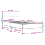 Bettgestell Räuchereiche 90x200 cm Holzwerkstoff und Metall