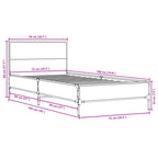 Bettgestell Sonoma-Eiche 75x190 cm Holzwerkstoff und Metall