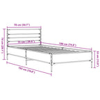 Bettgestell Räuchereiche 75x190 cm Holzwerkstoff und Metall