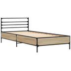 Bettgestell Sonoma-Eiche 90x190 cm Holzwerkstoff und Metall