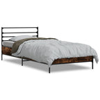 Bettgestell Räuchereiche 90x190 cm Holzwerkstoff und Metall