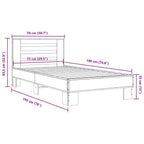 Bettgestell Sonoma-Eiche 75x190 cm Holzwerkstoff und Metall