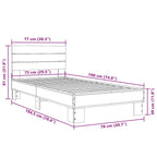 Bettgestell Sonoma-Eiche 75x190 cm Holzwerkstoff und Metall