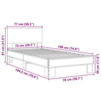 Bettgestell Schwarz 75x190 cm Holzwerkstoff und Metall
