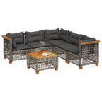 6-tlg. Garten-Sofagarnitur mit Kissen Grau Poly Rattan