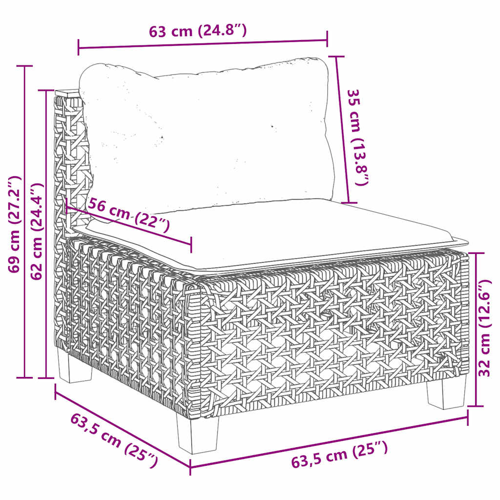 6-tlg. Garten-Sofagarnitur mit Kissen Beige Poly Rattan