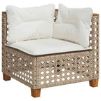 7-tlg. Garten-Sofagarnitur mit Kissen Beige Poly Rattan