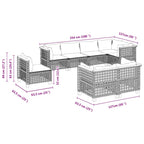 8-tlg. Garten-Sofagarnitur mit Kissen Schwarz Poly Rattan