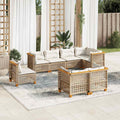 8-tlg. Garten-Sofagarnitur mit Kissen Beige Poly Rattan