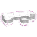 8-tlg. Garten-Sofagarnitur mit Kissen Grau Poly Rattan