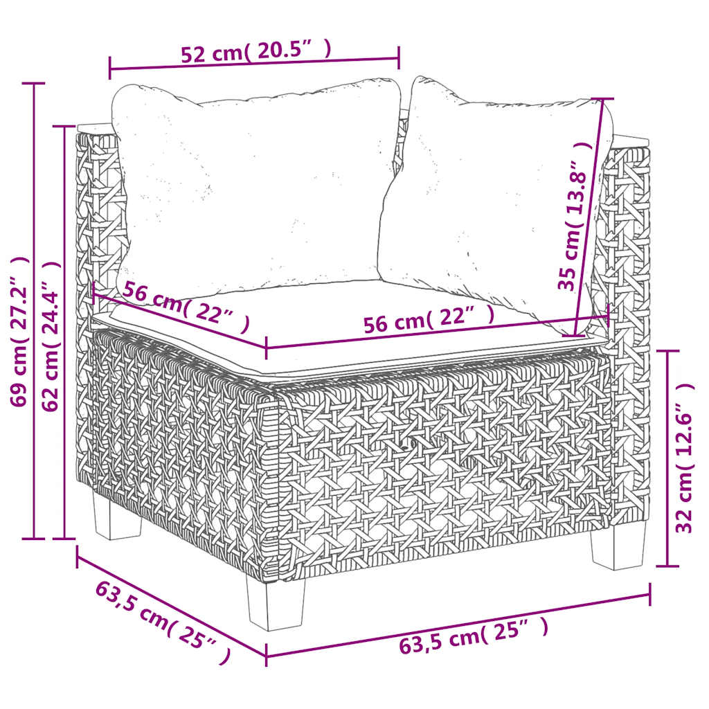 7-tlg. Garten-Sofagarnitur mit Kissen Beige Poly Rattan