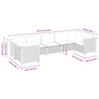 7-tlg. Garten-Sofagarnitur mit Kissen Schwarz Poly Rattan