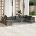 10-tlg. Garten-Sofagarnitur mit Kissen Grau Poly Rattan