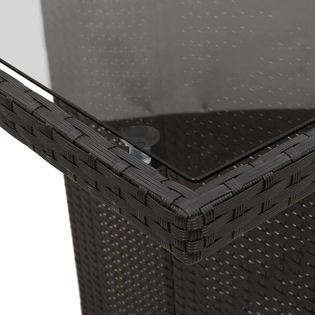 Garten Essgruppe mit Kissen 9 pcs Schwarz Poly-Rattan