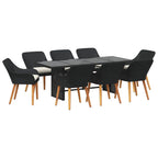 Garten Essgruppe mit Kissen 9 pcs Schwarz Poly-Rattan